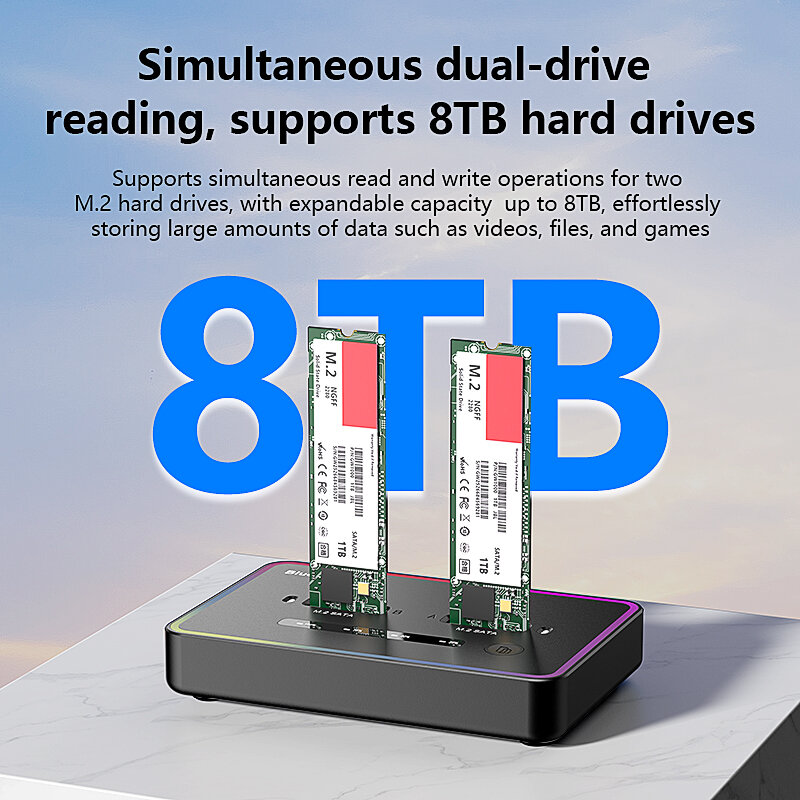 Blueendless offline clone Dual M.2 NGFF SATA SSD case Ssd Docking Station USB C 2 bay SATA SSD enclosure for 2230 2242 2260 2280 - Image 6