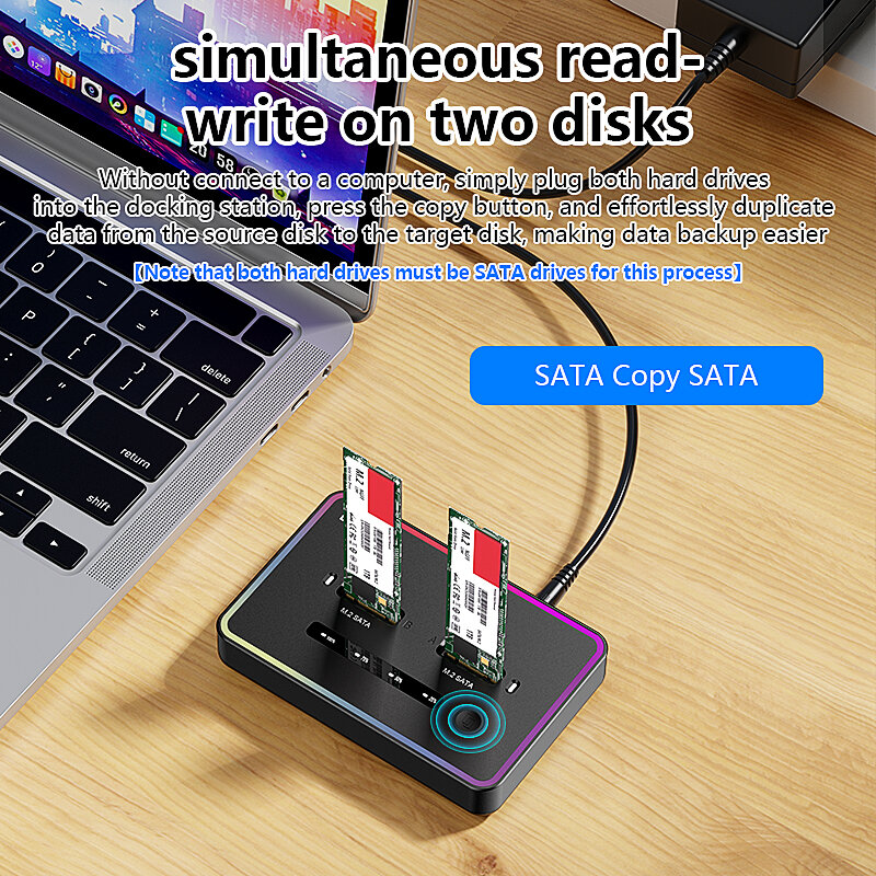 Blueendless offline clone Dual M.2 NGFF SATA SSD case Ssd Docking Station USB C 2 bay SATA SSD enclosure for 2230 2242 2260 2280 - Image 3