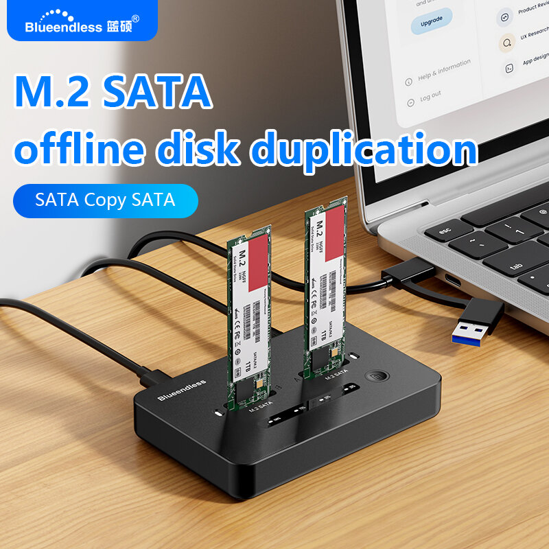 Blueendless offline clone Dual M.2 NGFF SATA SSD case Ssd Docking Station USB C 2 bay SATA SSD enclosure for 2230 2242 2260 2280 - Image 2
