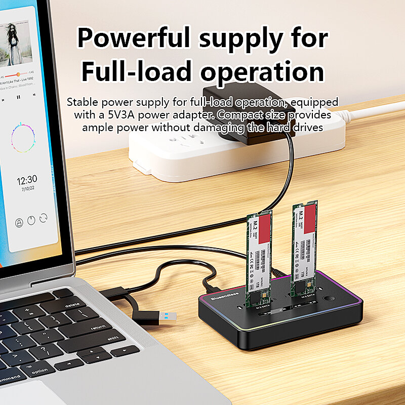 Blueendless offline clone Dual M.2 NGFF SATA SSD case Ssd Docking Station USB C 2 bay SATA SSD enclosure for 2230 2242 2260 2280 - Image 5